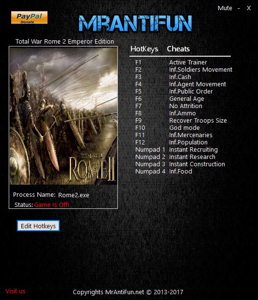 Total War: Rome 2 Emperor Edition - Trainer +15 v2.3.0 Build 18462 {MrAntiFun}