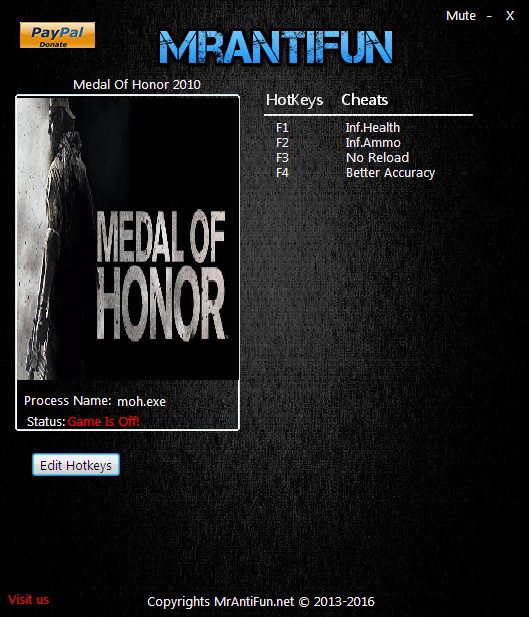 Medal Of Honor 2010: Trainer +4 v.01.04.2017 {MrAntiFun}