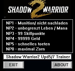 Shadow Warrior 2: Trainer (+5) [Update 5 - 7] {dR.oLLe}