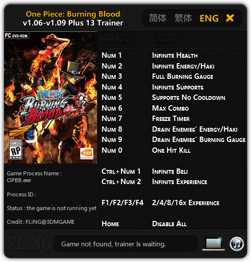 One Piece Burning Blood: Trainer (+13) [1.06 - 1.09] {FLiNG}