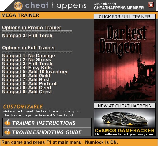 Darkest Dungeon: Trainer +10 (BUILD 24787+ THE COLOR OF MADNESS) {CheatHappens.com}
