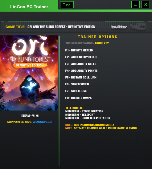 Ori and the Blind Forest: Trainer (+10) [1.01] {LinGon}