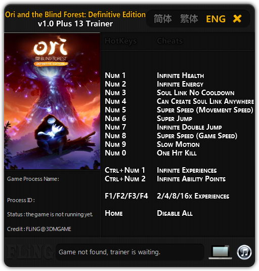 Ori and the Blind Forest: Definitive Edition: Trainer (+13) [1.00] {FLiNG}