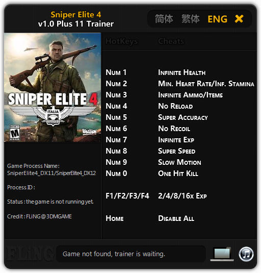 Sniper Elite 4: Trainer +11 v1.0 {FLiNG}