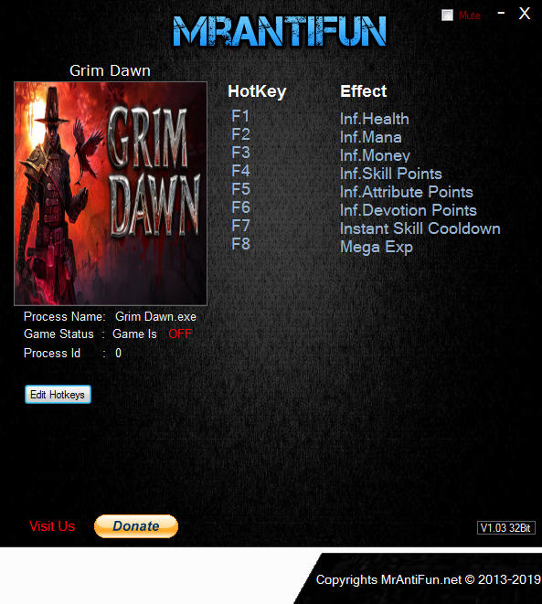 Grim Dawn: Trainer +8 v1.1.1.1 64Bit {MrAntiFun}
