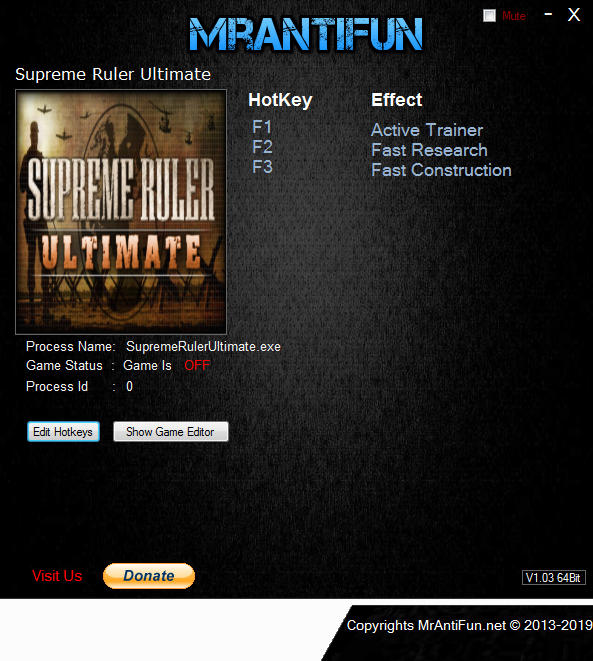 Supreme Ruler Ultimate: Trainer +11 v9.1.140 {MrAntiFun}