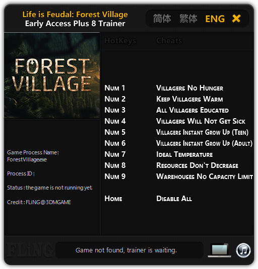 Life is Feudal: Forest Village - Trainer +8 Early Access Updated 07.03.2017 {FLiNG}