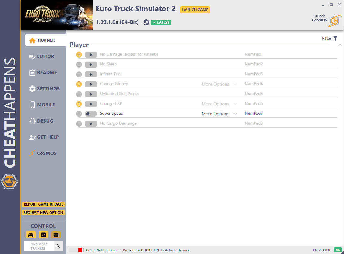 Euro Truck Simulator 2: Trainer +8 v1.39.1.0s + DLC 64-BIT (STEAM+RETAIL) {CheatHappens.com}