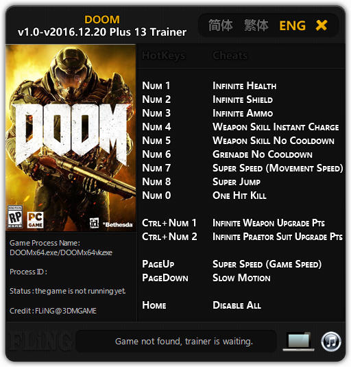 Doom (2016): Trainer +13 v1.0 - Update 2016.12.20 {FLiNG}