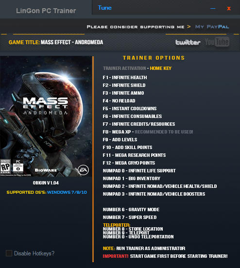 Mass Effect: Andromeda - Trainer +20 v1.04 {LinGon}