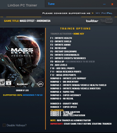 Mass Effect: Andromeda: Trainer (+23) [1.05] {LinGon}