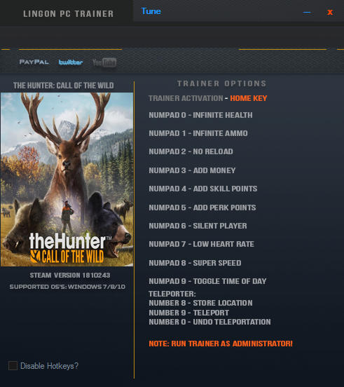 theHunter: Call of the Wild - Trainer +12 v1810243 {LinGon}