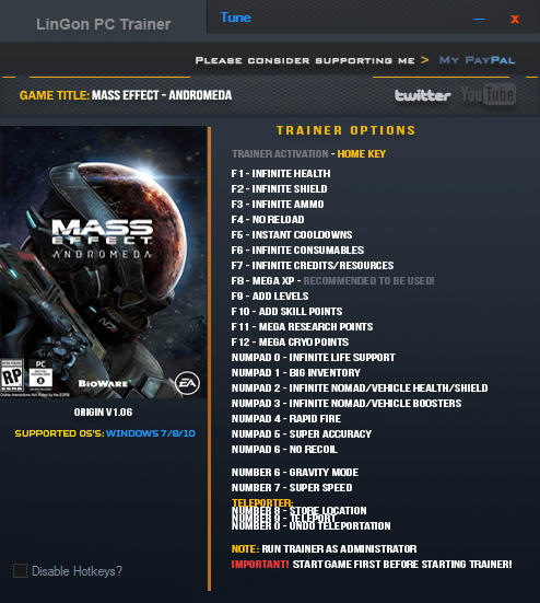 Mass Effect: Andromeda - Trainer +23 v1.06 {LinGon}