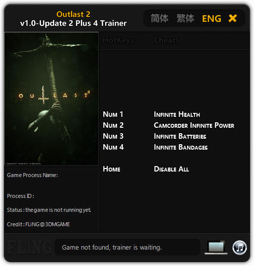 Outlast 2: Trainer +4 v1.0 - Update 2 {FLiNG}