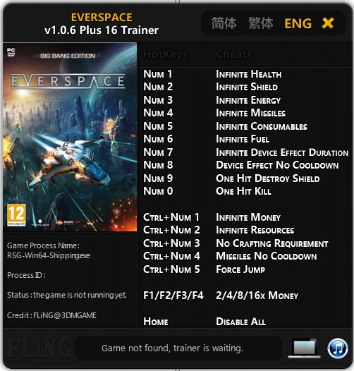 Everspace: Trainer (+16) [1.0.6: 64 Bit] {FLiNG}