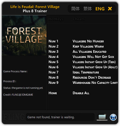 Life is Feudal: Forest Village - Trainer +8 Early Access Updated 2017.06.02 {FLiNG}