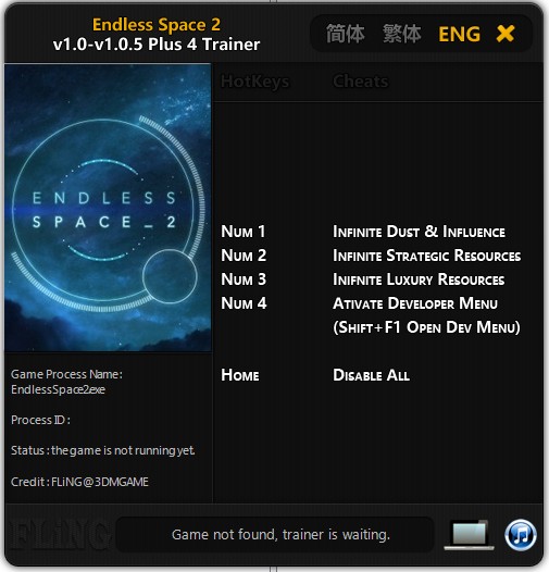 Endless Space 2: Trainer (+4) [1.0 - 1.05] {FLiNG}