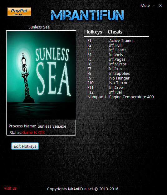 Sunless Sea: Trainer +12 v2.2.2.3108 {MrAntiFun}