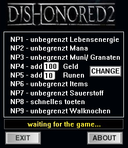 Dishonored 2: Trainer +9 [1.77.5.0] {dR.oLLe}