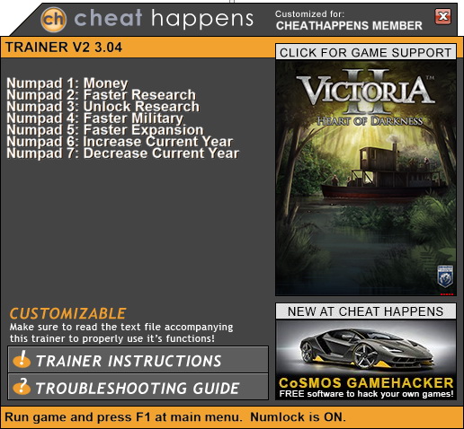 Victoria 2: Trainer +6 v3.04 (+HOUSE DIV/HEART DARK) {CheatHappens.com}