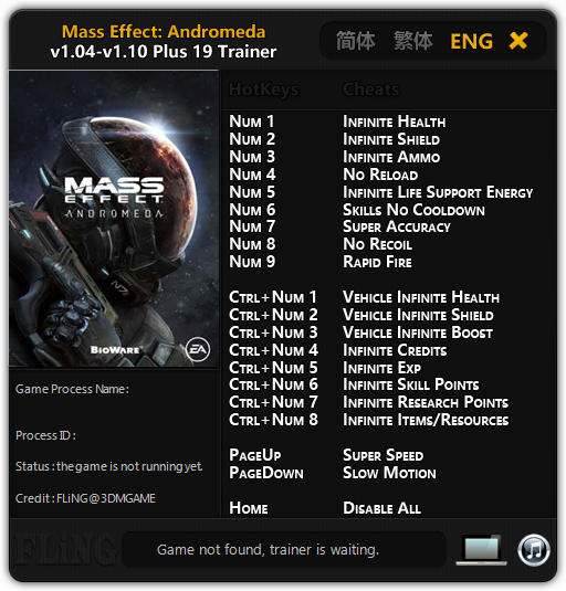 Mass Effect: Andromeda: Trainer (+19) [1.04 - 1.10] {FLiNG}