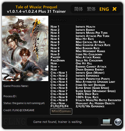 Tale of Wuxia: Prequel - Trainer +31 v1.0.1.4 - 1.0.2.4 {FLiNG}