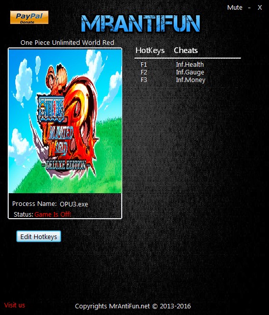 One Piece: Unlimited World Red - Trainer +3 v1.00 {MrAntiFun}