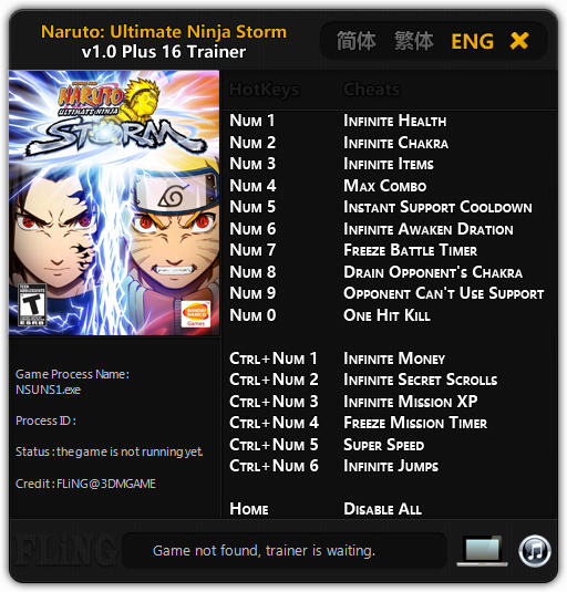 Naruto Shippuden: Ultimate Ninja Storm - Trainer +16 v1.0 {FLiNG}
