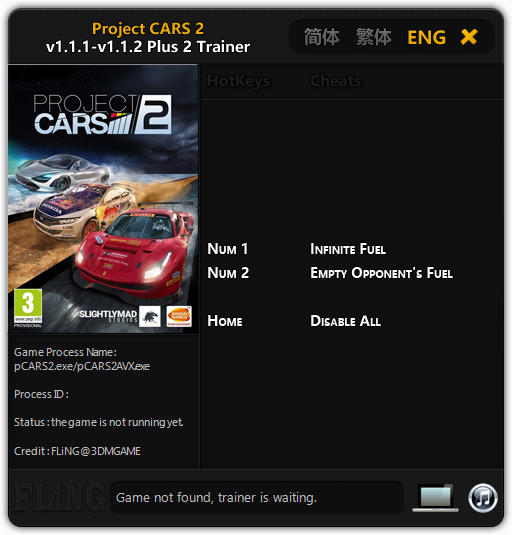 Project CARS 2: Trainer +2 v1.1.1 - 1.1.2 {FLiNG}