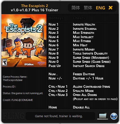 The Escapists 2: Trainer (+16) [1.0 - 1.0.7] {FLiNG}
