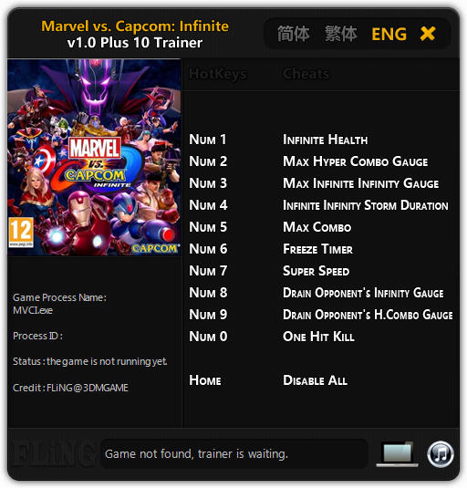 Marvel vs. Capcom: Infinite - Trainer +10 v1.0 {FLiNG}