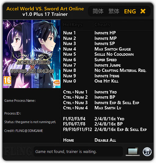 Accel World VS. Sword Art Online: Trainer +17 v1.0 {FLiNG}