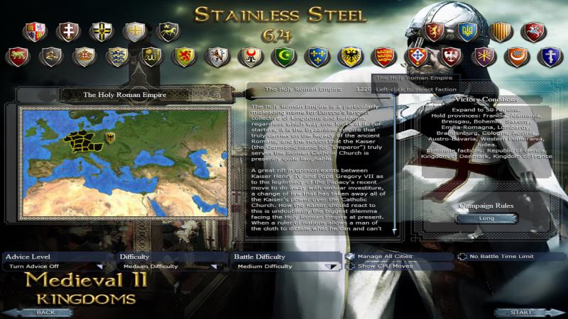 Medieval 2: Total War - Stainless Steel: Save Game (The Roman Empire - Germany, 1220) [6.4]