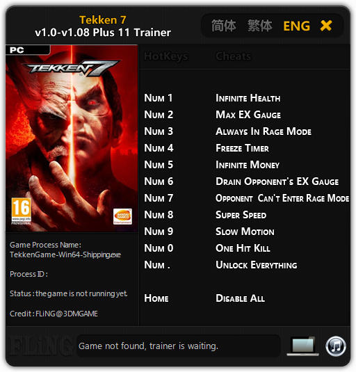 Tekken 7: Trainer +11 v1.0 - 1.08 {FLiNG}