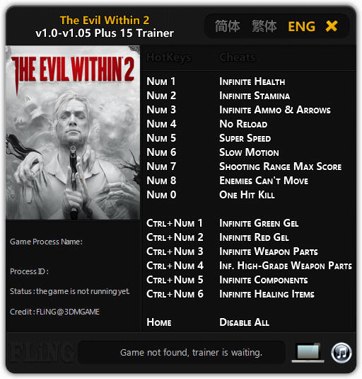 The Evil Within 2: Trainer +15 v1.05 {FLiNG}