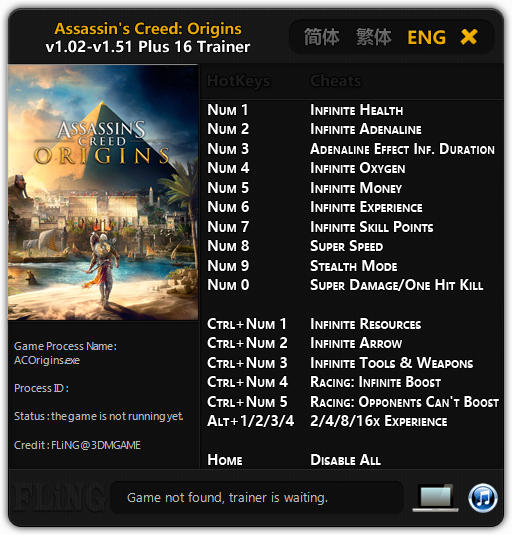 Assassin S Creed Origins Trainer 16 V1 51 Fling Download