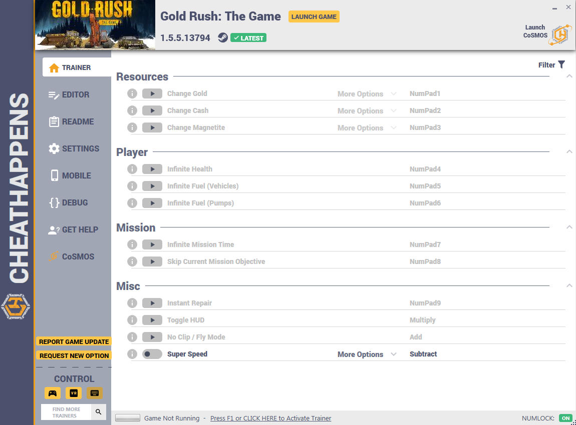 Gold Rush: The Game - Trainer +14 v1.5.5.13794 {CheatHappens.com}