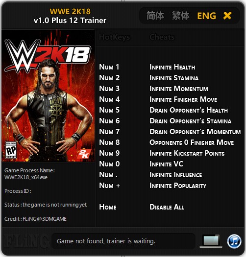 WWE 2K18: Trainer (+12) [1.0] {FLiNG}