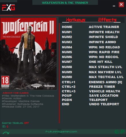 Wolfenstein 2: The New Colossus: Trainer (+14) [1.0] {FutureX}