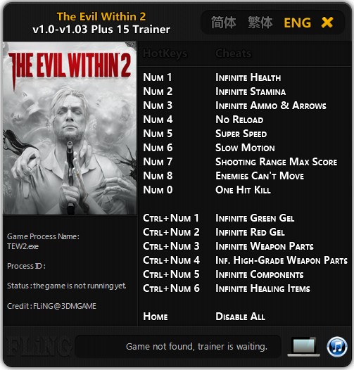 The Evil Within 2: Trainer (+15) [1.0 - 1.03] {FLiNG}