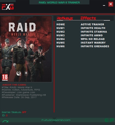RAID: World War II: Trainer (+6) [Update 2017-Dec-10] {FutureX}
