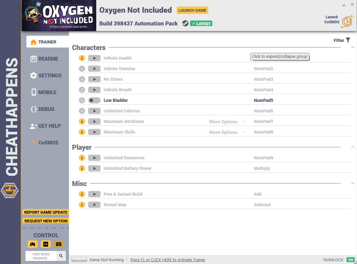 Oxygen Not Included: Trainer +12 v398437 (Automation Pack) {CheatHappens.com}