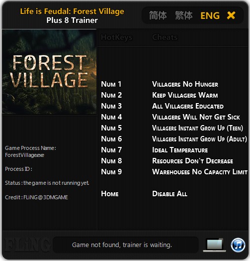 Life is Feudal: Forest Village: Trainer (+8) [Update: 27.12.2017] {FLiNG}