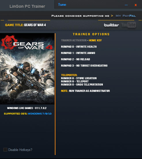 Gears of War 4: Trainer +6 v11.7.0.2 {LinGon}