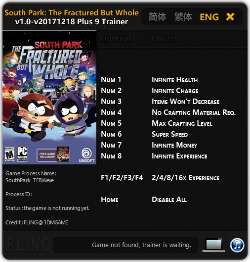 South Park: The Fractured But Whole: Trainer (+9) [1.0 - 20171218] {FLiNG}
