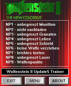 Wolfenstein 2: The New Colossus: Trainer (+9) [Update 5] {dR.oLLe}