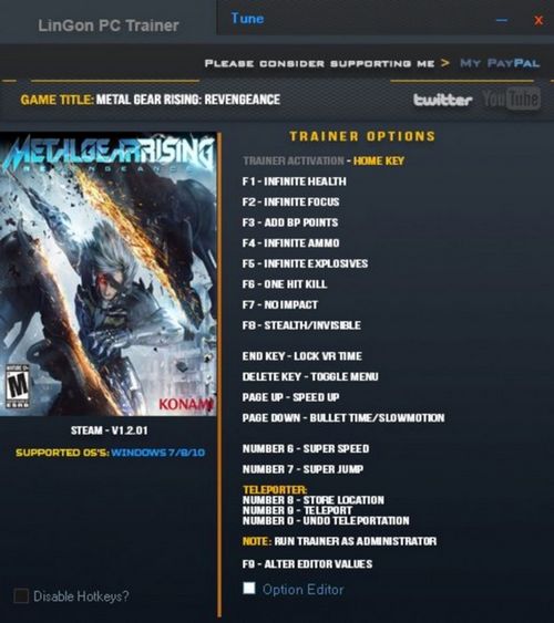 Metal Gear Rising: Revengeance - Trainer +21 v14.04.2022 {LinGon}