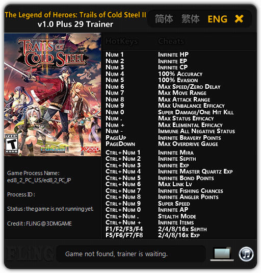The Legend of Heroes: Trails of Cold Steel 2 - Trainer +29 v1.0 {FLiNG}