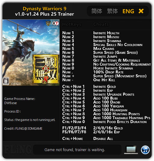 Dynasty Warriors 9: Trainer +25 v1.24 {FLiNG}