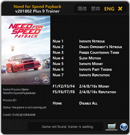 Need for Speed: Payback - Trainer +9 v201802 {FLiNG}